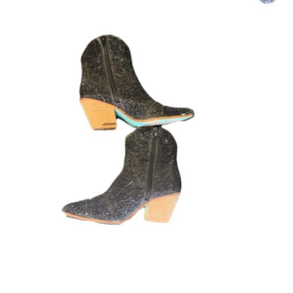 Betsey Johnson Black Ankle Booties with Glass Gems Size 7.5 - Picture 3 of 7